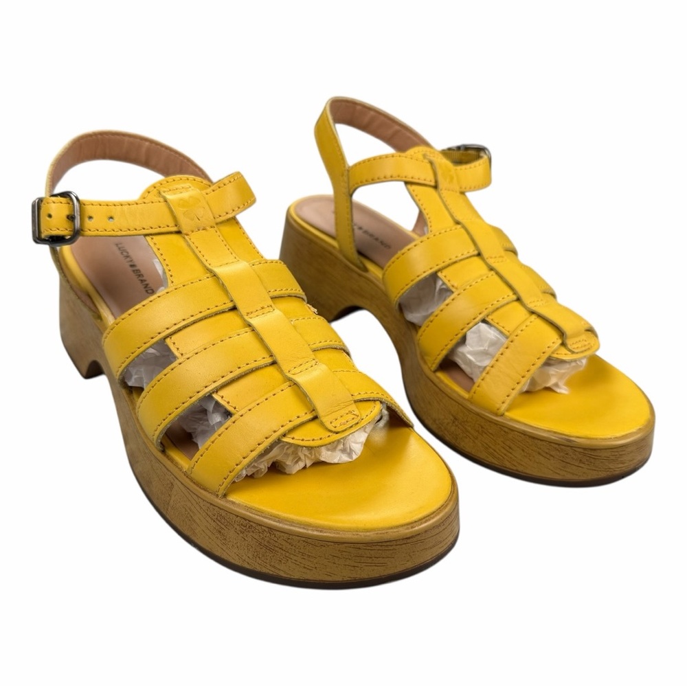 Women’s Yellow Leather Platform Sandals